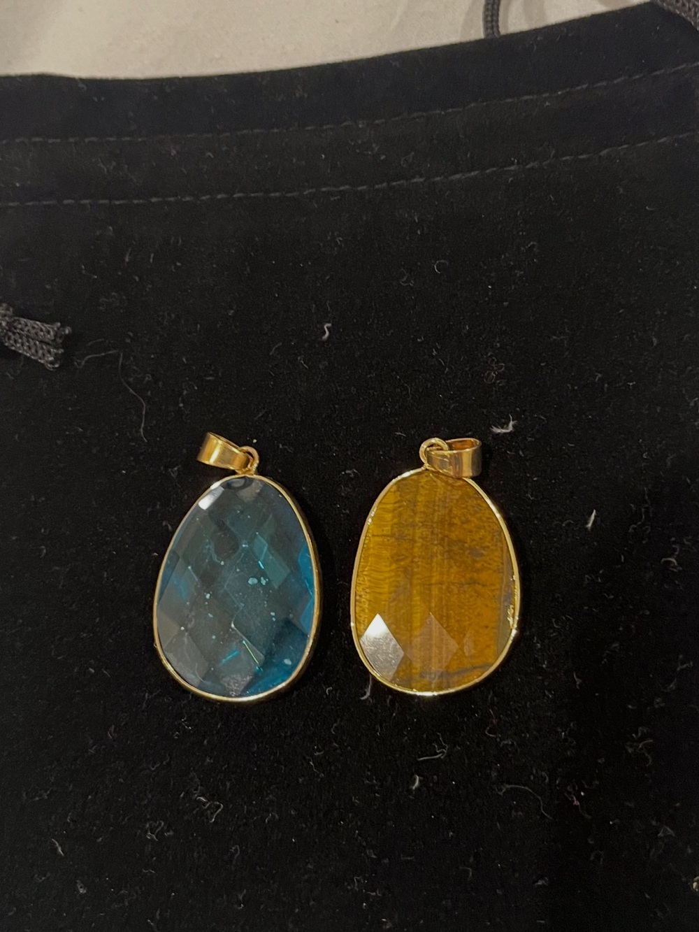 Adina Eden Gold-Tone Brown and Purple Stone Necklace Pendants